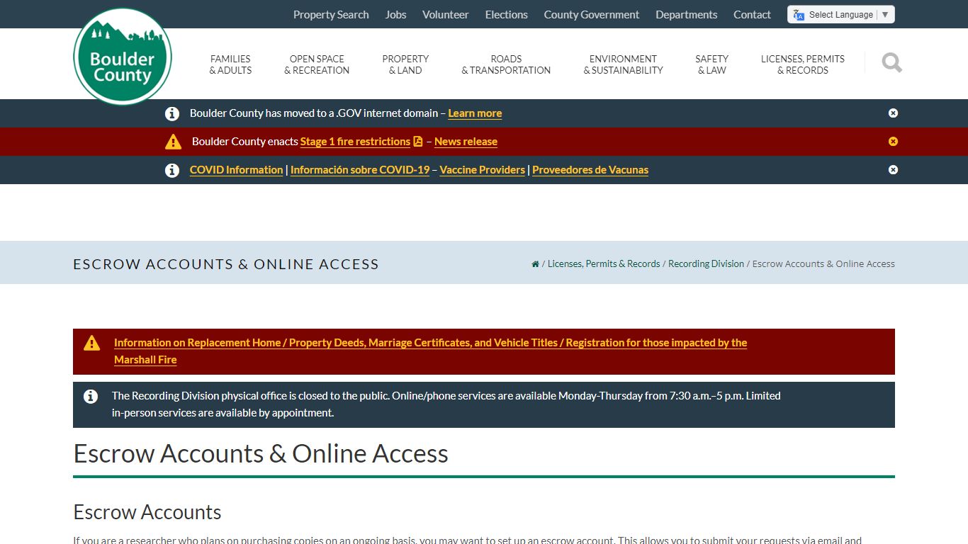Online Access to Records - Boulder County