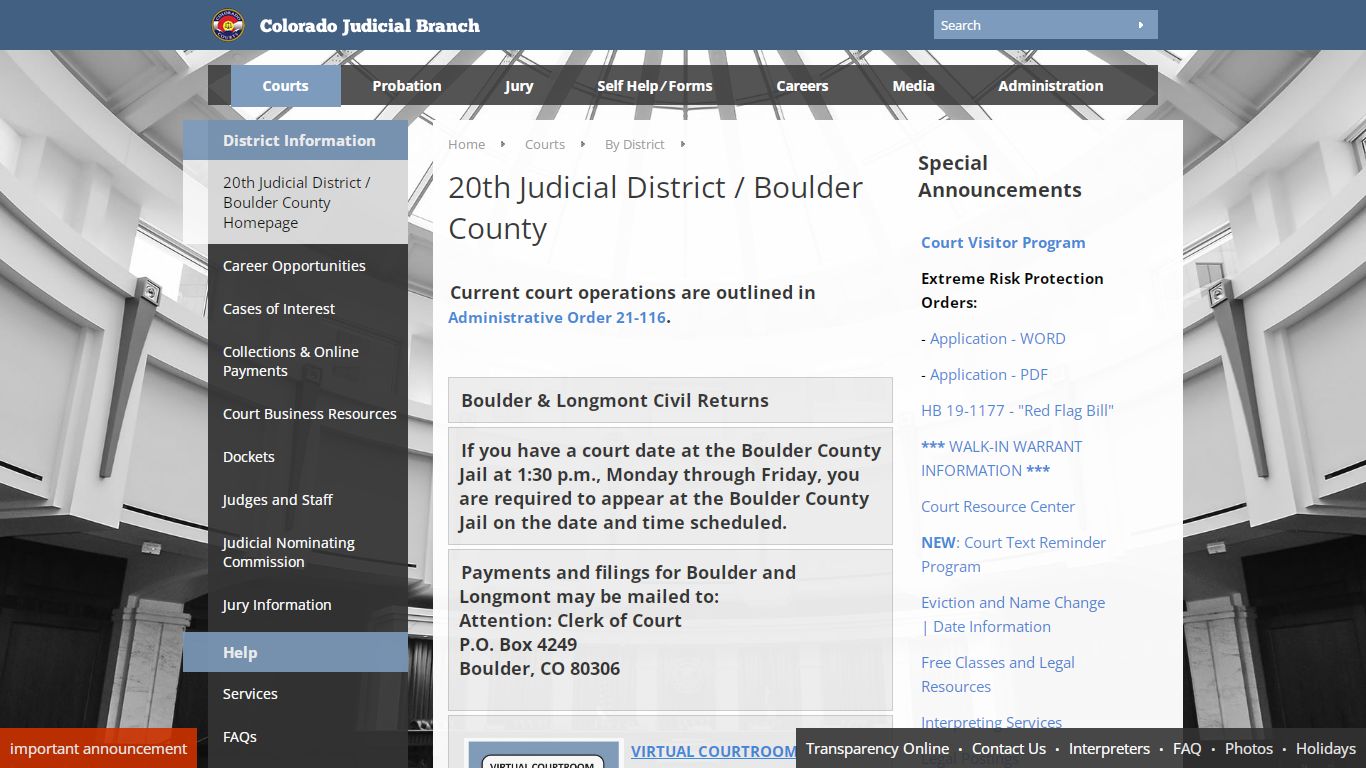 Colorado Judicial Branch - 20th Judicial District - Homepage